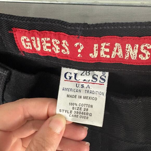 Vintage 90s Guess Jeans Black Denim Style 39046 Size 28 Straight Leg Cotton - Picture 5 of 7